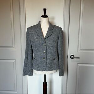 St. John - Charcoal Sweater Blazer with Button Detail